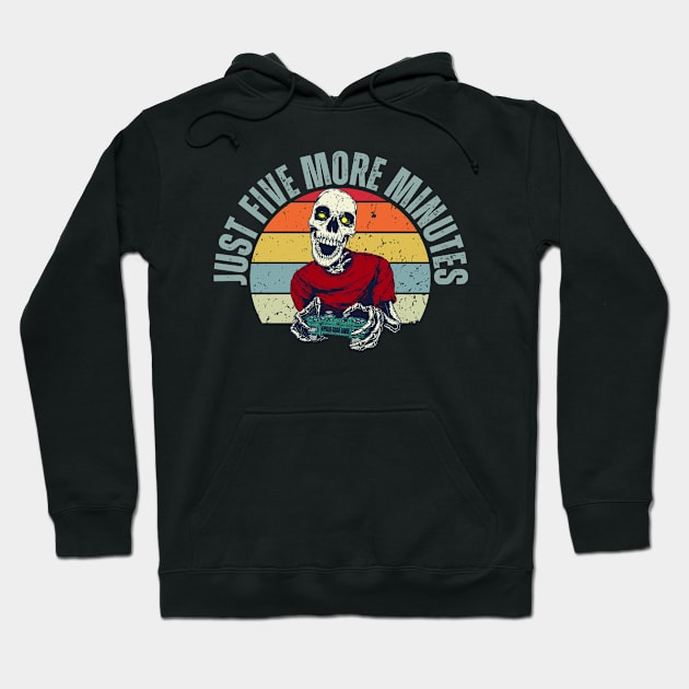 Just Five More Minutes Skeleton Gaming Hoodie by Illustradise